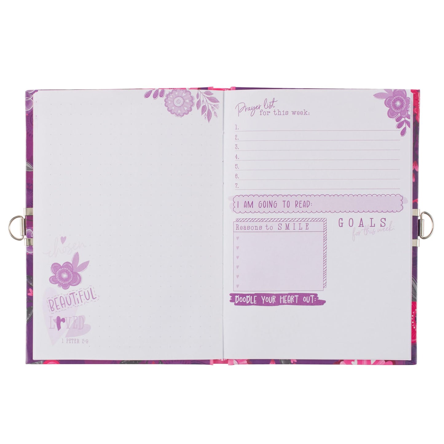 Secret Diary with Lock/Keys, Girls Interactive Christian Purple/Pink Journal with Writing Prompts Teen, Tween God’s Princess 1 Peter 2:9 Bible Verse