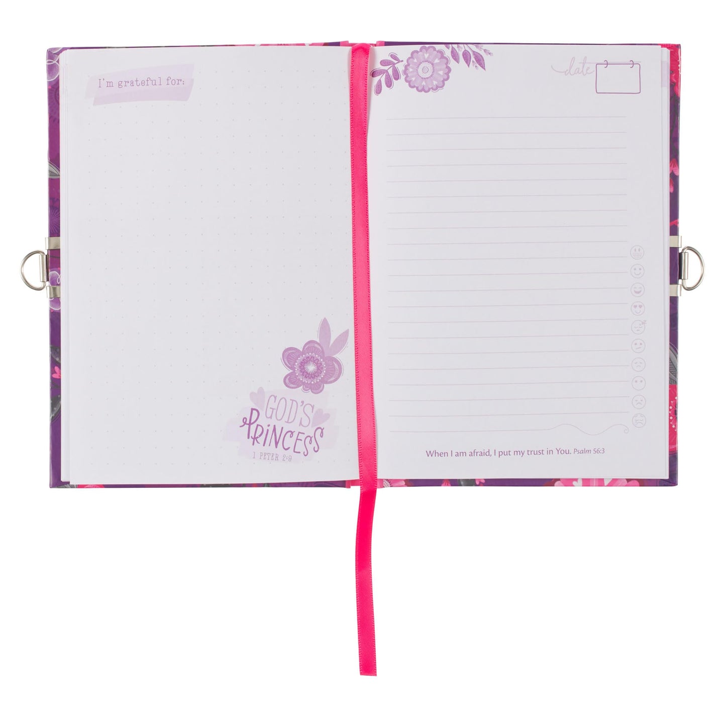 Secret Diary with Lock/Keys, Girls Interactive Christian Purple/Pink Journal with Writing Prompts Teen, Tween God’s Princess 1 Peter 2:9 Bible Verse